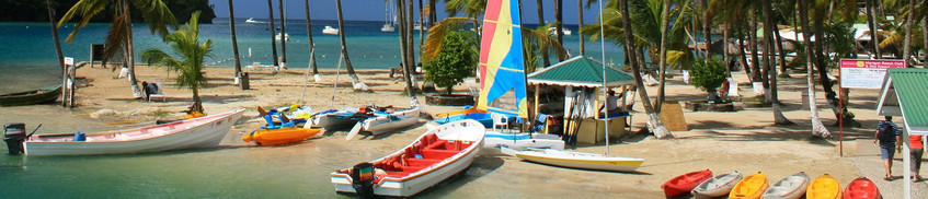 Segeln St. Lucia: Segelboote unter Palmen
